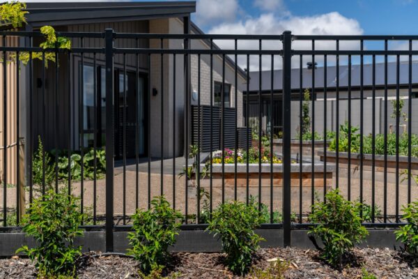 83_Healthcare_Rua_Fencing_1500(H)_Aluminium_Bupa Ashford Retirement Village Black steel fencing for Bupa Retirement Village in Prebbleton NZ, designed, manufactured and installed by Axiom