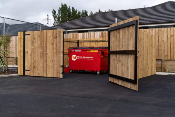 wooden and metal boundary fence installed by Axiom Built at Pītau-Allenvale School in Belfast, Christchurch