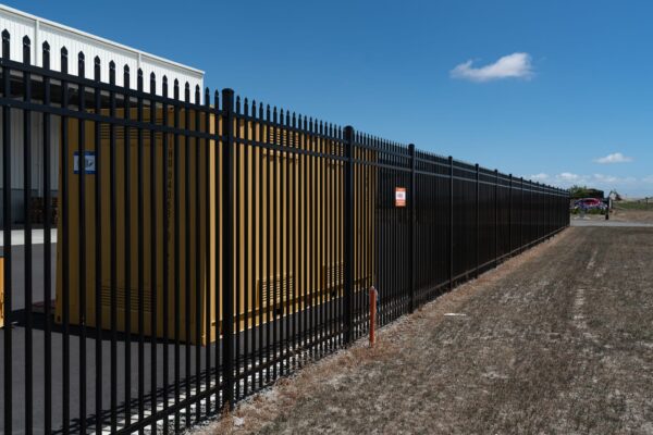 Black metal industrial fencing designed, manufactured and installed by Axiom Fencing, Balustrades & Gates in Christchurch NZ